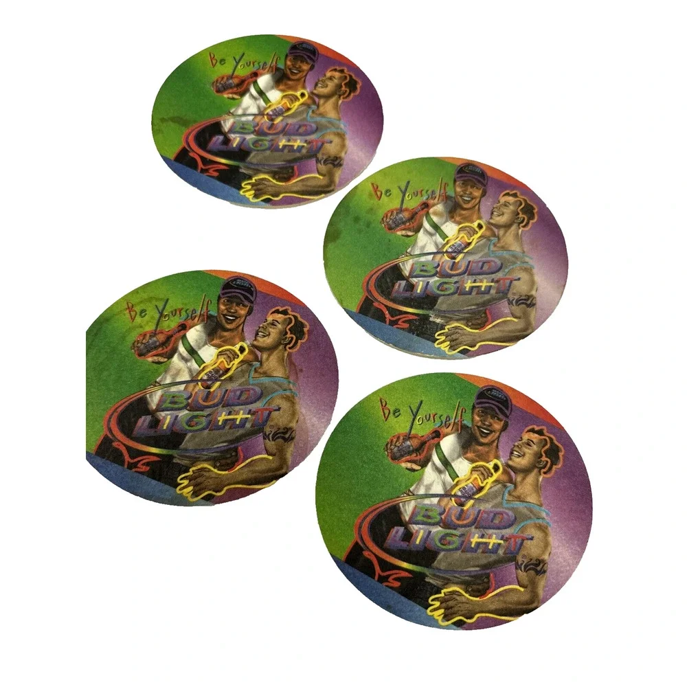 Bud Light Beer‎ Coasters Set of 4 Be Yourself Barware Drink Coasters